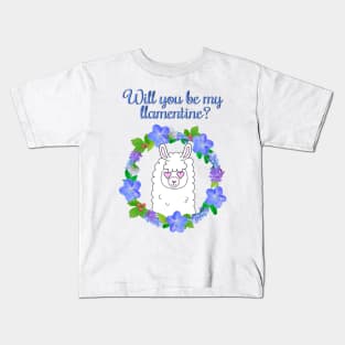 Will you be my llamentine? Kids T-Shirt